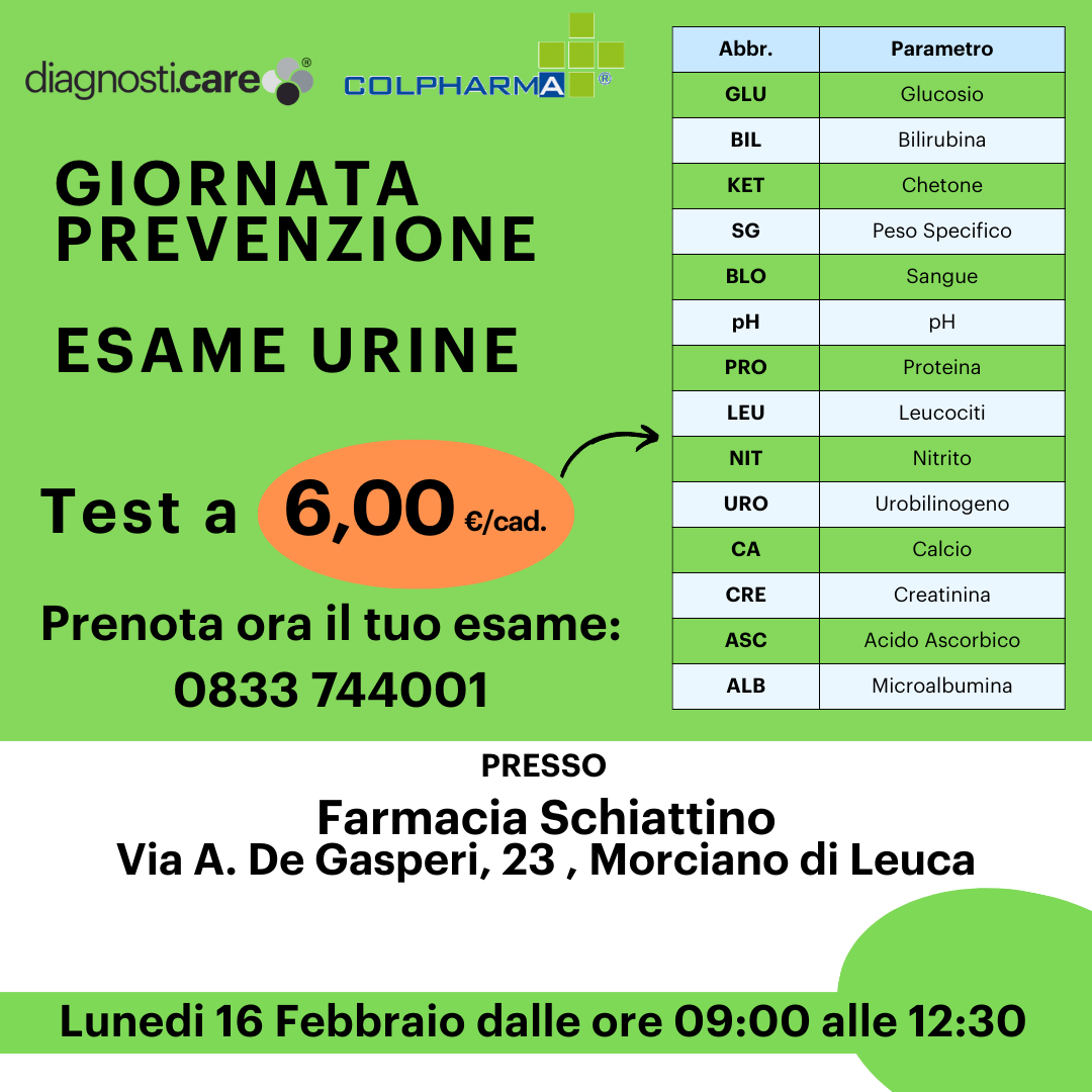 Farmacia Schiattino - Esame delle urine (16/02/2026)